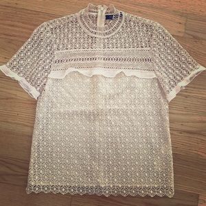 Zara blush lace shirt sleeve blouse top XS